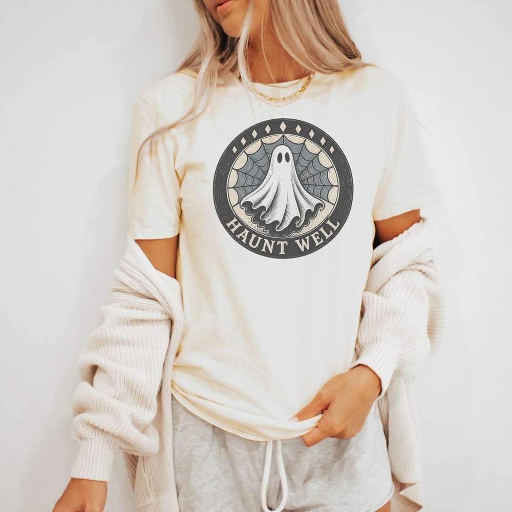 Ghost Spider Web Woodcut Graphic Tee
